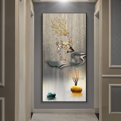 [COD] Entrance painting modern light luxury crystal porcelain diamond corridor aisle hanging entering the door is facing vertical mural