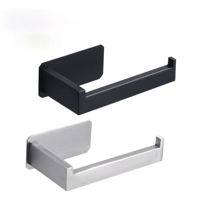 Kitchen cabinet paper towel rack self-adhesive 304 stainless steel punch-free paste drawing black wall hanging paper roll holder