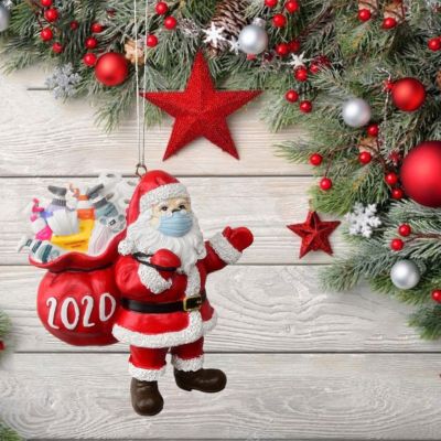 2020 Christmas Hanging Ornament Home Office Hotel Resin Santa Claus Decoration Wall Hanging Decor