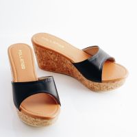 ❐ cri237 Polmecca LILYFERA-BLACK Wedges Sandals DM-422