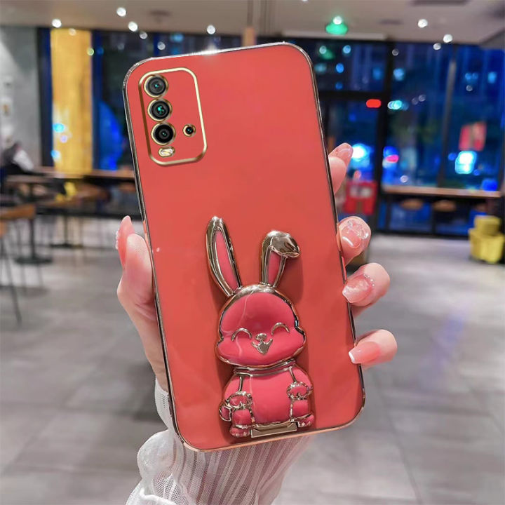 andyh-new-design-for-xiaomi-redmi-9t-redmi10-10-prime-redmi-10-2022-case-luxury-3d-stereo-stand-bracket-smile-rabbit-electroplating-smooth-phone-case-fashion-cute-soft-case