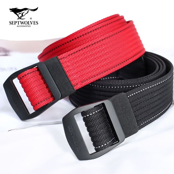 septwolves-belt-male-authentic-oxford-cloth-elastic-waistband-recreational-canvas-without-hole-smooth-buckle-belts-students