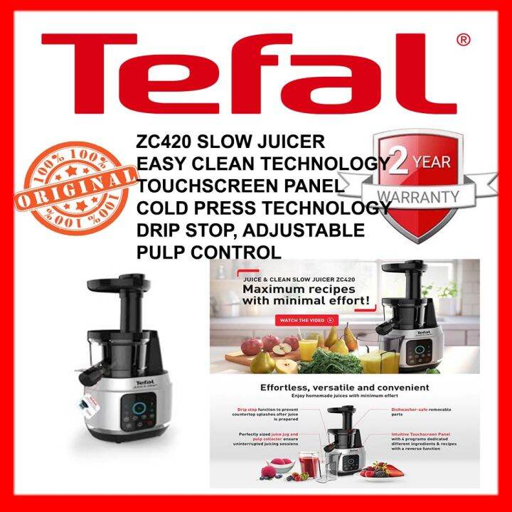 Tefal Slow Juicer " Juice & Clean " 100 Original Brand New set ( ZC420