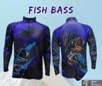 เสื้อตกปลา JK Thailand เสื้อกันยูวี ลาย FISH BASS  ป้องกันรังสี UV 80% แห้งเร็ว