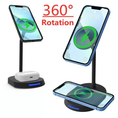 15W Magnetic Wireless Charger For iPhone 12 13 Pro Max Desktop Phone Stand  Fast Wireless Charger For Airpods Xiaomi Samsung