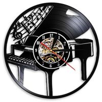 Hot sell Wall Clock Musical Instrument Piano Vintage Style Vinyl Record Wall Clock Nordic Home Decor Pianist Musicians Christmas Gift