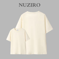 NUZIRO เสื้อยืดแขนสั้นสำหรับผู้หญิงรอบคอหลวมผ้าฝ้ายเกาหลี