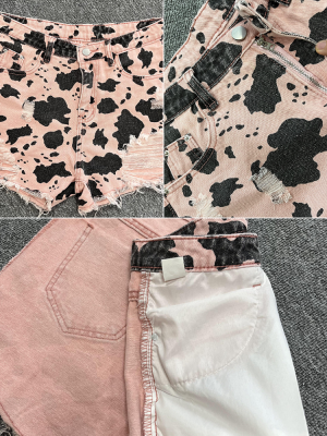 Hotsleopard พิมพ์ Y2k กางเกงขาสั้นใหม่ในช่วงฤดูร้อนแฟชั่นพรุนวัวแบบกางเกงยีนส์ของผู้หญิงกับกระเป๋าเซ็กซี่เสื้อผ้าสตรีสบายๆ