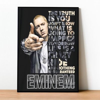 Eminem สร้างแรงบันดาลใจอ้างโปสเตอร์และพิมพ์ผ้าใบจิตรกรรมฝาผนังศิลปะสำหรับห้องนั่งเล่นที่ทันสมัยตกแต่งบ้านฮิปฮอปแร็ปเปอร์ดาว
