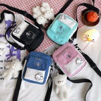 Womens bag 2022 new Japanese Cute Canvas mini one shoulder color contrast student messenger bag