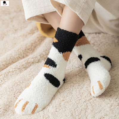 ถุงเท้ากรงเล็บแมวถุงเท้าผ้านุ่มกันหนาวสำหรับผู้หญิง,สำหรับใส่ในฤดูหนาวไม่ลื่น