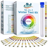 SJ WAVE 16 in 1 Drinking Water Test Kit | Hard Water Quality Tester for Aquarium, Pool, Spa, Well &amp; Tap Water | High Sensitivity Test Strips detect pH, Hardness, Chlorine, Lead, Iron, Copper, Nitrate, Nitrite