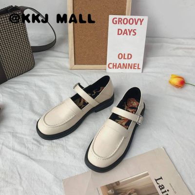 KKJ MALL British Style Small Leather Shoes Female 2021 Summer New Students All-match Japanese Jk Shoes One-word Buckle Single Shoes