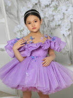 PurpleTulle สาวชุดเข่าความยาวเจ้าหญิง Dres ชุดสาวดอกไม้น่ารักเด็กสาวชุดสาวชุดวันเกิด...