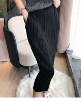 Miyake Pleated Women Skirt Fall 2021 Summer Korean Style Stretch Classic Lake Blue A-line Skirt Causal Straight Skirts