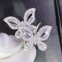 1pcs Cross-border source of new two butterfly square zircon rings European and American imitation zircon female jewelry