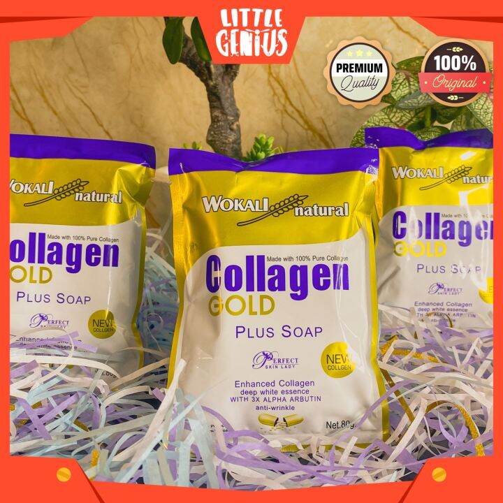 ORIGINAL Wokali Nature Collagen Gold Plus Soap Antioxidant Moisturize