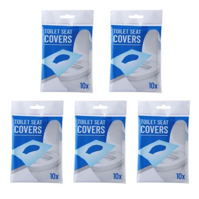 T84E 50Pcs5 Packs Disposable Water Soluble Toilet Seat Covers Wood Pulp Portable Flushable Safe Hygienic Potty Shields Pads