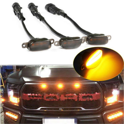 SafeSaker ไฟ LED ติดกระจังหน้ารถยนต์,ไฟสีขาว/เหลือง/แดงไฟควันสีเหลืองอำพันโคมไฟสไตล์แร็พเตอร์พร้อมสายรัดสำหรับ Ford F-150 F150 2010-2018จำนวน1ชิ้น
