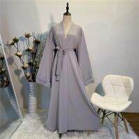 Dubai Abayas Simple muslim Dress Smooth Silky Elegant pure color Long Muslim Dresses Women Modest Wear Clothing EID robes