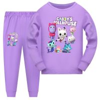 Anime Gabbys Dollhouse Costume Kids Cartoon Pyjama Baby Girls Long Sleeve T Shirt Pants 2pcs Sets Teenager Boys Casaul Sleepwear