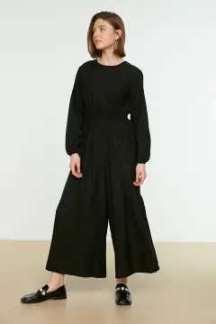 Buy Trendyol Plus Size Elastic Waist Woven Trousers in Black 2024 Online