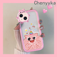 เคส Chenyyka สำหรับ iPhone 13 iPhone 13 Pro iPhone 13 Pro iPhone 13 Pro Max เคสการ์ตูนรูปโบว์มอนสเตอร์ตัวน้อยน่ารักเคสนิ่มทนต่อการขัดถูเคสโทรศัพท์โปร่งใสทีพียูซิลิกาเจลเลนส์กล้องถ่ายรูปฝาครอบป้องกัน