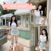 DD SHOPพร้อมส่ง 99090 เสื้อไหมพรมแขนสั้น ดีเทลขนมุ้งมิ้งใส่สบายสีน่ารักมาก2สี -C