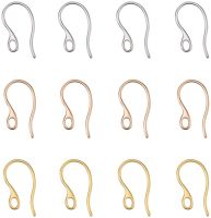 1Box 45 pcs 3 Colors 304 Stainless Steel Earring Hooks Ear Wire with Loop for DIY Earring Jewelry Craft Making