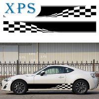 Xps (1คู่/2ชิ้น) 2x สำหรับธงลายตารางหมากรุก (หนึ่งสำหรับแต่ละด้าน) ไวนิลรถบรรทุกสติกเกอร์กราฟิกรถยนต์สติกเกอร์ลายทางขนาดเล็ก
