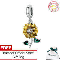 BAMOER 925เงินสเตอร์ลิงจี้ทานตะวัน Charm สำหรับสร้อยข้อมือผู้หญิงสร้อยคอ DIY เครื่องประดับแฟชั่น SCC2079