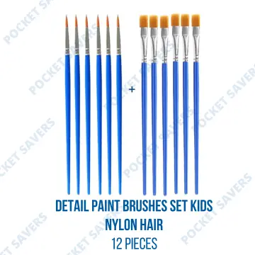 12pcs Artist Paint Brush Set Nylon Hair Round, Flat, Angle