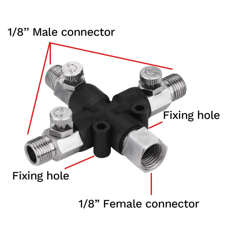 อะแดปเตอร์ท่อ-airbrush-air-3ทางตัวแยกหลากหลายแอร์บรัชอุปกรณ์เสริมใช้งานได้หลากหลายอุปกรณ์แอร์บรัช1-8-พร้อมวาล์วตัวปรับลูกบิด