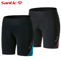 Santic ผู้หญิงขี่จักรยานกางเกงขาสั้นกันกระแทก 4D เบาะระบายอากาศ MTB จักรยานเสือหมอบ 1/2 กางเกง