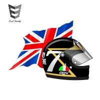 13Cm X 9.3Cm Barry SHEENE หมวกนิรภัยสติกเกอร์ธงด้านขวาสนุกสนานในการแต่งรถยนต์กันชนสติ๊กเกอร์กันน้ำแบบลอกแปะหน้าต่างรถ