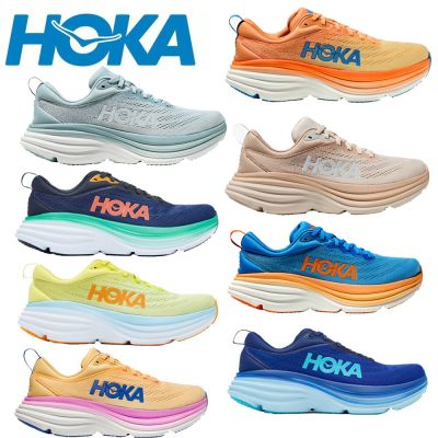 HOKA New Sport Running Shoes Bondi 8 Breathable Anti Slip Cushioning Road Shoes Men Training Lifestyle Outdoor Sneaker Women