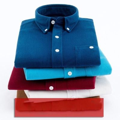 ZZOOI Mens Corduroy Shirt Long Sleeve Casual Button Pocket Jackets Shirts Men Long Sleeve Business Blouse Chemise Casual Shirt Male