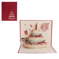 3D Pop Up Greeting Card Happy Birthday Cake Music LED Postcard With Envelope New