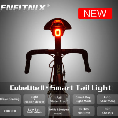 ENFITNIX Cubelite2ไฟจักรยานจักรยานไฟท้ายสมาร์ทไฟท้ายเบรก Sensing กันน้ำไฟ LED อาน Seatpost Mtb