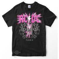 เสื้อยืดผู้ชาย ACDC logo pink ACDC เสื้อยืดร็อค