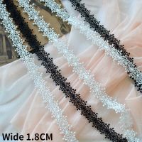 1.8CM Wide Exquisite White Black Polyester Snowflake Embroidered Lace Ribbon Dress Apparel Curtain Cloth DIY Crafts Sewing Decor Fabric  Material