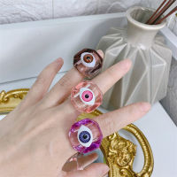 NOLENT ใหม่ บุคลิกภาพ เรขาคณิต พังค์ สำหรับผู้หญิง แหวนเรซิน เครื่องประดับแฟชั่น แหวนนิ้วมือ Demon Eye