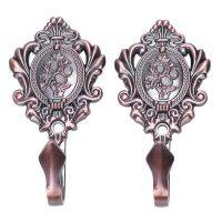 Rose Pattern Vintage Alloy Drapery Curtain Holdbacks Tieback Hooks 2Pcs