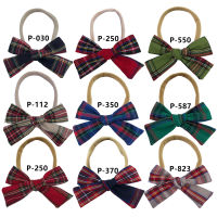 Wholesale Plaid Baby Girls hand knot hair bow clips barrettes Cotton bow Headband Baby Kids elastic Hair bands bow Accessories