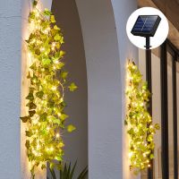 Solar Ivy String Lights  Artificial Vine Lights Garland Fairy String Lights Green Leaf Vine Light Outdoor for Party Garden Decor Fairy Lights