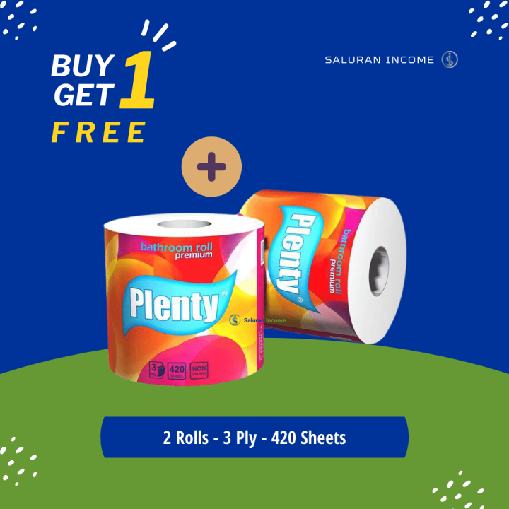Plenty Bathroom Roll Tissue 420 Sheets 3 Ply Non Embossed Buy 1 Get 1 Lazada Indonesia