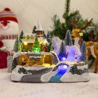 Christmas Glowing Snow House Figurine Rotatable Music Villages Sculpture for Home Bar Shop Decoration Gift Dropshipping