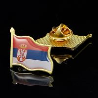 【HOT】☊⊕ Serbia Mens Gold Collar Bar Flag Lapel Pins Shirt Tie Necktie Clip Clasp Stick Brooch