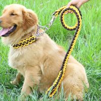 Double Strand Braided Rope Large Dog Leashes Metal P Chain Buckle Color Pet Traction Rope Collar Set for Big Dogs Rope Dog Chain