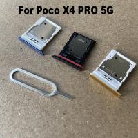 ของแท้ใหม่เหมาะสำหรับ Xiaomi POCO X4 PRO 5G ถาดใส่ซิมการ์ดช่องเสียบเบ้าปลั๊กที่ใส่อะแดปเตอร์เปลี่ยนอะไหล่ซ่อมแซมชิ้นส่วนเชื่อมต่อ